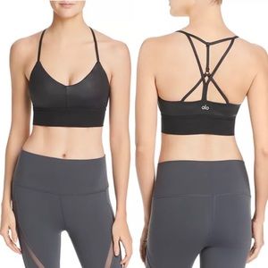 Alo Yoga Lush Bra in Black Glossy - Medium